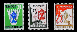 1973-Indonesia (MNH=**) Serie 3 Valori Thomas Cup - Badminton - Indonesia