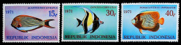 1971-Indonesia (MNH=**) Serie 3 Valori Pesci - Indonesië