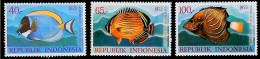 1973-Indonesia (MNH=**) Serie 3 Valori Pesci - Indonesia