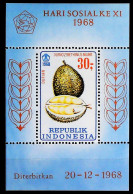 1968-Indonesia (MNH=**) Foglietto 1 Valore Frutta - Indonesië