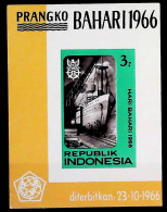 1966-Indonesia (MNH=**) Foglietto 1 Valore Nave - Indonésie