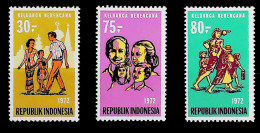 1972-Indonesia (MNH=**) Serie 3 Valori Pianificazione Familiare - Indonesië
