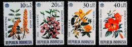 1965-Indonesia (MNH=**) Serie 4 Valori Fiori - Indonesia