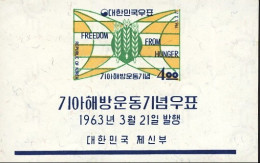 1963-Corea Del Sud (MNH=**) Foglietto S.1v."Campagna Mondiale Contro La Fame"cat - Korea (Zuid)
