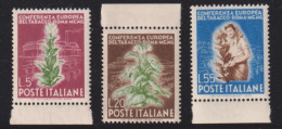 1950-Italia (MNH=**) Serie 3 Valori Tabacco Con Bordo Di Foglio - 1946-60: Nieuw/plakker