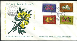 1964-Antille Olandesi S.4v."Pro Infanzia,fiori"su Fdc Illustrata - West Indies