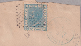 1873-(F=on Piece) REPUBBLICA S. MARINO C 2+punti Su Largo Frammento Affrancato R - Marcophilie