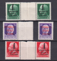 1944-Italia (MNH=**) 3 Valori Soprastampati Con Interspazio Di Gruppo, Il Valore - Mint/hinged