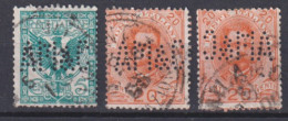 1896/1901-Italia (O=used )tre Valori Con Perforazione AMeC (una Speculare) - Poststempel