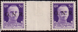 1944-Italia (MNH=**) Coppia 50c.tir. Verona Con Interspazio Di Gruppo - Mint/hinged