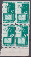 1954-Italia (MNH=**) Quartina L.60 La Televisione In - 1946-60: Nieuw/plakker