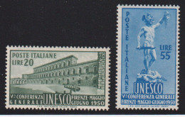 1950-Italia (MNH=**) S.2 Valori Unesco - 1946-60: Nuevos