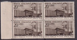1949-Italia (MNH=**) Quartina 27° Fiera Di Milano - 1946-60: Ungebraucht