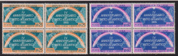 1953-Italia (MNH=**) Quartine Serie Due Valori Patto Atlantico - 1946-60: Nieuw/plakker