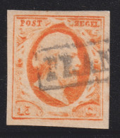 1852-Olanda (O=used) 15c. Guglielmo III, Firmato Diena E Margini Molto Gradi - Usati