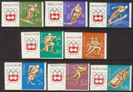 1964-Ungheria (MNH=**) S.8v.non Dentellati " Olimpiadi Invernali Di Innsbruck" - Autres & Non Classés