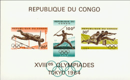 1964-Congo (MNH=**) Foglietto S.3v.non Dentellato "Olimpiadi Di Tokyo"cat.Yvert  - Other & Unclassified