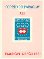 1964-Paraguay (MNH=**) Foglietto Non Dentellato S.1v." Olimpiadi Di Innsbruck" - Paraguay