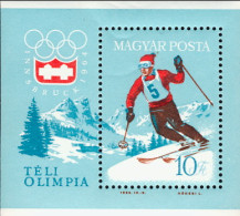1964-Ungheria (MNH=**) Foglietto S.1v." Olimpiadi Di Innsbruck" Cat.Yvert Euro 1 - Sonstige & Ohne Zuordnung