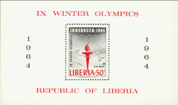 1964-Liberia (MNH=**) Foglietto S.1v." Olimpiadi Di Innsbruck" Cat.Yvert Euro 3 - Liberia