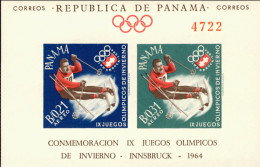 1964-Panama (MNH=**) Foglietto Non Dentellato S.2v." Olimpiadi Di Innsbruck" - Panamá