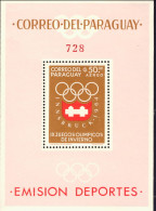 1964-Paraguay (MNH=**) Foglietto S.1v." Olimpiadi Di Innsbruck" - Paraguay