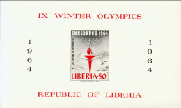 1964-Liberia (MNH=**) Foglietto S.1v.non Dentellato " Olimpiadi Di Innsbruck" - Liberia