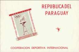 1964-Paraguay (MNH=**) Foglietto S.1v.non Dentellato " Olimpiadi Di Tokyo" - Paraguay