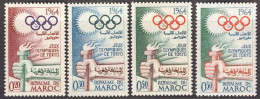 1964-Marocco (MNH=**) S.3v.+ Varietà Di Soprastampa Nel Valore Da 50c."Olimpiadi - Morocco (1956-...)