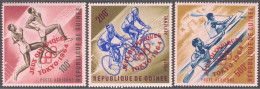 1964-Guinea (MNH=**) S.3v." Olimpiadi Di Tokyo" Soprastampa Carminio - Guinea (1958-...)