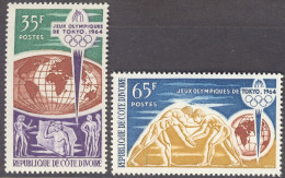 1964-Costa D'Avorio (MNH=**) S.2v." Olimpiadi Di Tokyo"cat.Yvert 2013 Euro 4 - Ivory Coast (1960-...)