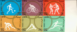 1964-Libia Regno Unito (MNH=**) Blocco S.6v.non Dentellati "Olimpiadi Di Tokyo" - Libyen