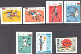 1964-Ghana (MNH=**) S.7v.non Dentellati " Olimpiadi Di Tokyo" - Ghana (1957-...)