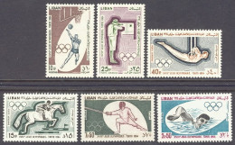 1964-Libano (MNH=**) S.6v." Olimpiadi Di Tokyo" - Lebanon