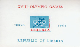 1964-Liberia (MNH=**) Foglietto 50c. Non Dentellato "Olimpiadi Di Tokyo" - Liberia