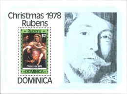 1978-Dominica (MNH=**) Foglietto S.1v."Natale Quadri" - Dominica (1978-...)