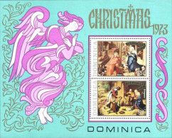1973-Dominica (MNH=**) Foglietto S.2v."Natale Quadri" - Dominica (1978-...)