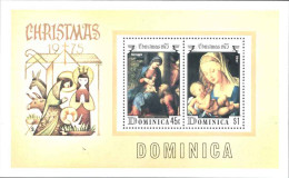 1975-Dominica (MNH=**) Foglietto S.2v."Natale Quadri" - Dominique (1978-...)