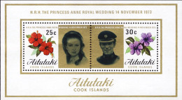 1973-Aitutaki (MNH=**) Foglietto S.2v."Matrimono Reale Principessa Anna" - Aitutaki