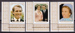 1973-Cook Isole (MNH=**) S.3v."Matrimonio Reale,principessa Anna Phillips" - Cookeilanden