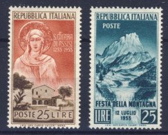 1953-Italia (MNH=**) 2 Serie 2 Valori S.Chiara, Festa Della Montagna - 1946-60: Ungebraucht