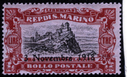 1918-San Marino (MNH=**) L.3 Celebrazione Vittoria - Unused Stamps