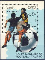 1990-Laos (MNH=**) Foglietto 1 Valore Italia '90 Campionato Mondiale Di Calcio - Laos