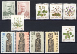 1980/1-Faeroer (MNH=**) 3 Serie 11 Valori Illustri,flora,Europa,intagli Lignei - Faroe Islands