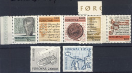 1981/2-Faeroer (MNH=**) 2 Serie 7 Valori Antichi Scritti,avvenimenti Storici,Eur - Féroé (Iles)