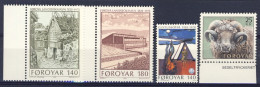 1978-Faeroer (MNH=**) 3 Serie 4 Valori Biblioteca Nazionale,scout,montone - Islas Faeroes