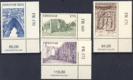1988-Faeroer (MNH=**) Serie 4 Valori Rovine Della Chiesa Kirkjubor - Färöer Inseln