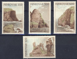 1989-Faeroer (MNH=**) Serie 4 Valori Scogliere - Faroe Islands