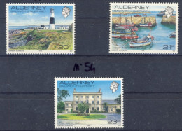 1989/92-Alderney (MNH=**) 3 Serie 3 Valori Vedute - Alderney
