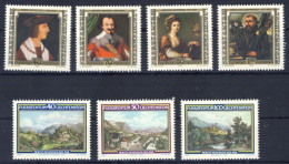 1982-Liechtenstein (MNH=**) 2 Serie 7 Valori Dipinti,ritratti Di Famosi Visitato - Ongebruikt